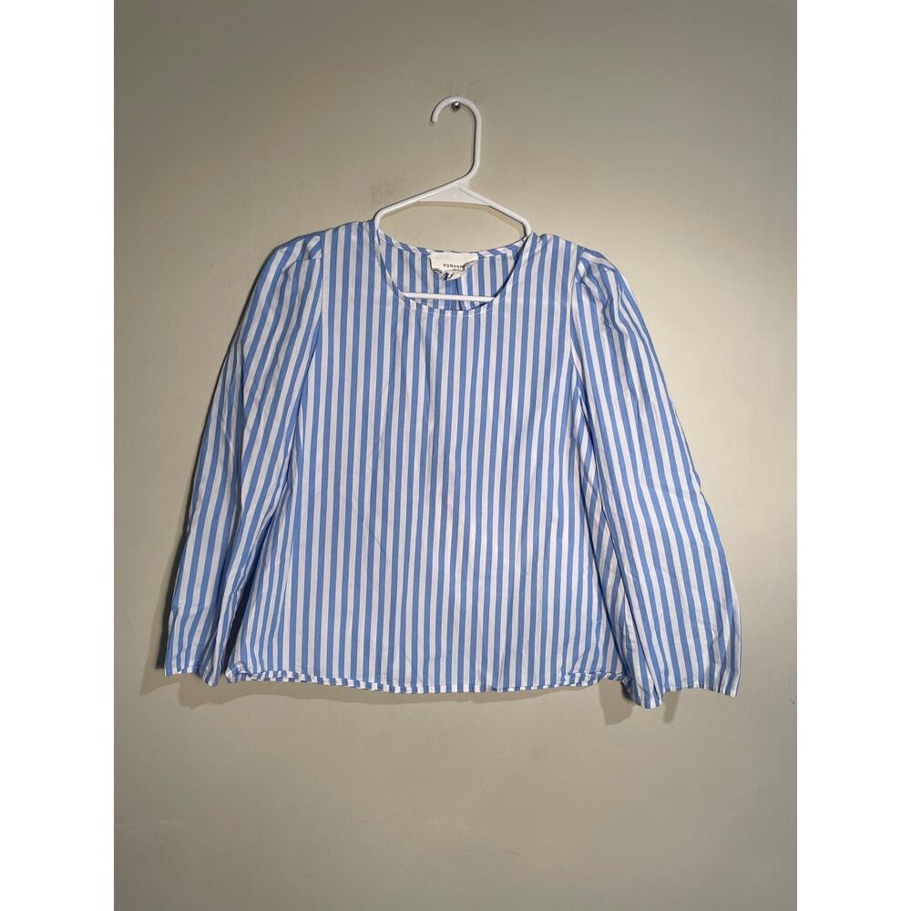 Tuckernuck Pomander Place Blue Striped Bedford Top Size XS